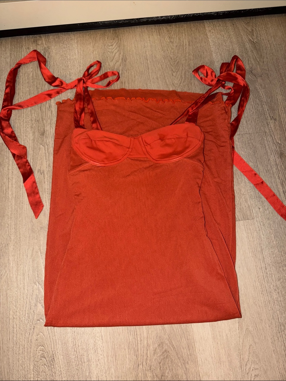 Free People Git Glam Mesh Midi Slip Dress - Burnt Sienna